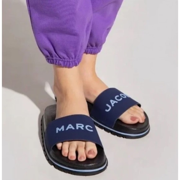 Copied - NEW! Marc Jacobs The Slide Navy Blue Sandal Shoe Flip Flop - 9 - Picture 1 of 5
